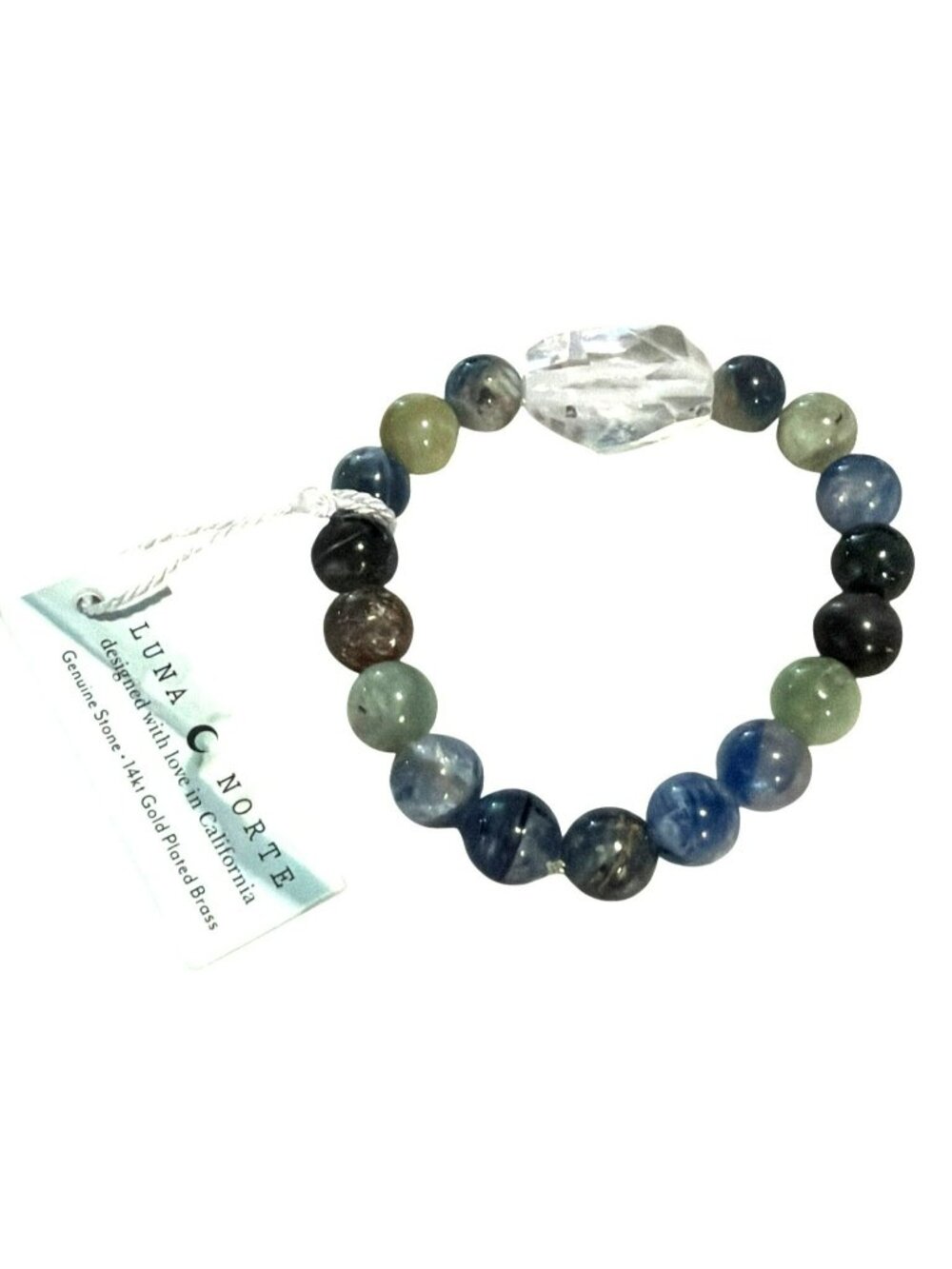Genuine Kyanite & Quartz 14KT Gold Plated Brass Bracelet By Luna Norte